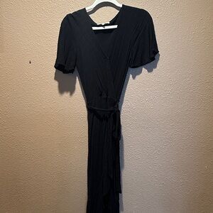 Black Faux Wrap Dress